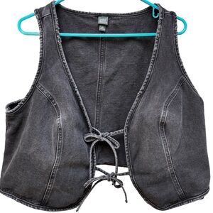 Wild Fable Black Tie-Front Denim Vest XXL